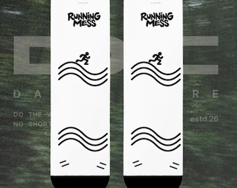 Running Mess Wave Pattern Socks | Sublimation Crew Socks