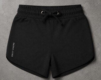 Women's cotton shorts in black or white, loose fit with drawstring