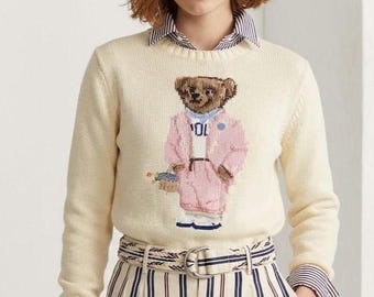 polo Ralph Lauren Teddy Bear Sweater woman Knit  Bear Sweatshirt