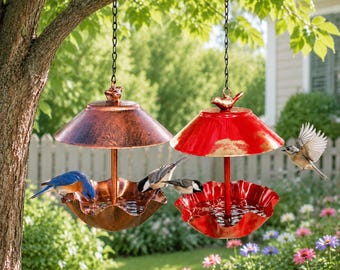 Gepersonaliseerde hangende vogelvoeder, hangend vogelbad, tuindecoratie, cadeau voor vogelliefhebbers, rustieke tuindecoratie