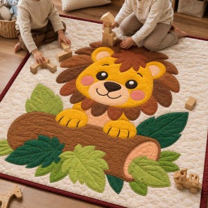 Mönster för lejonbabytäcke i PDF-format, applikationsquiltmönster, sömnadsmönster för barnrumsquilt, safaribabyfilt.