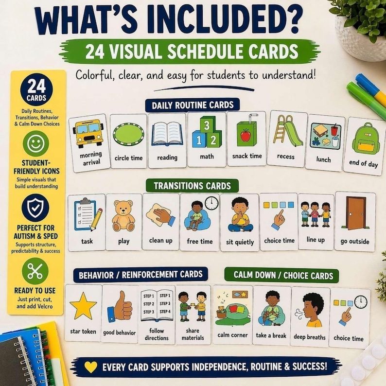 Visual Schedule Printable for Autism ADHD, Editable Canva Routine Cards ...