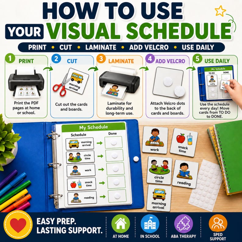 Visual Schedule Printable for Autism ADHD, Editable Canva Routine Cards ...