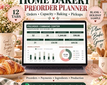 Home Bakery Order Tracker Google Sheets | Preorder & Production Planner