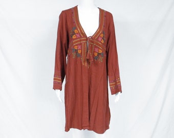 GUDRUN SJODEN Tie Front Tunic Length Cardigan US Size Medium M