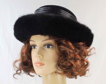 Black Velvet and Mink Breton Hat