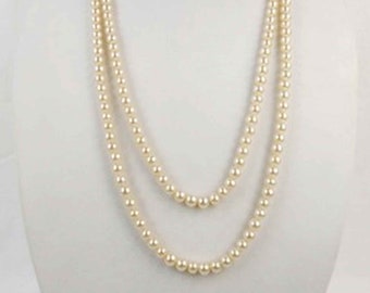 60 Inch Heavy Glass Faux Pearl Necklace