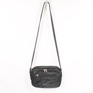 Black Leather Patchwork Shoulder Bag