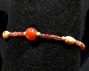 Orange Glass Bead Boho Bracelet