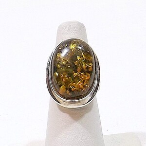 Baltic Amber and Sterling Silver Ring Size 7