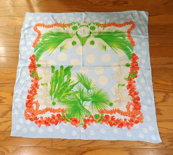 VERSACE Tropical Print Silk Scarf