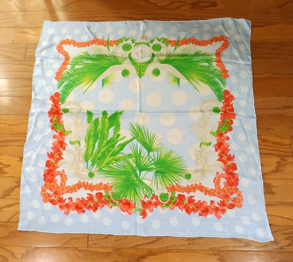 VERSACE Tropical Print Silk Scarf - image 1