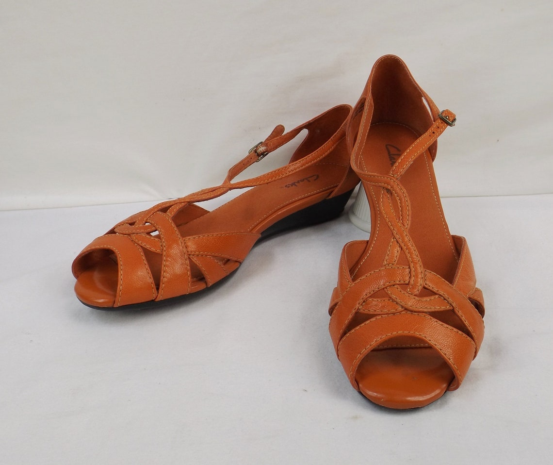 clarks orange sandals
