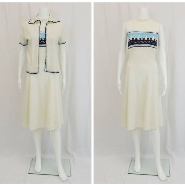 ST. JOHN KNITS Dress and Matching Cardigan Size Small 2/4