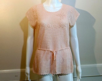 JIANGSU China Hand Crocheted Pink Top Size M or L