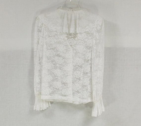 ALYCE White Lace Button Front Blouse US Size Medi… - image 5
