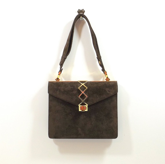 NETTIE ROSENSTEIN Brown Suede Shoulder Bag