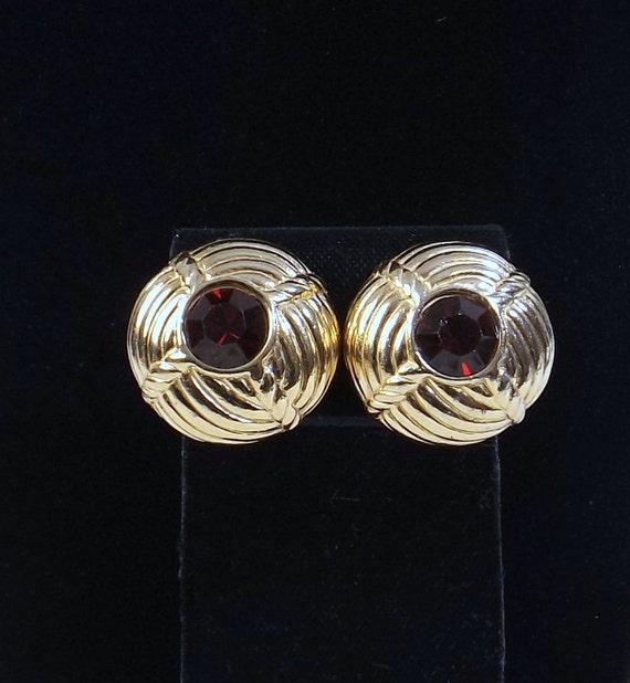 CINER Ruby Red Clip On Earrings - image 1