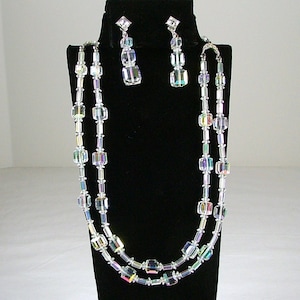 Swarovski Aurora Borealis Crystal Necklace and Matching Earrings Set