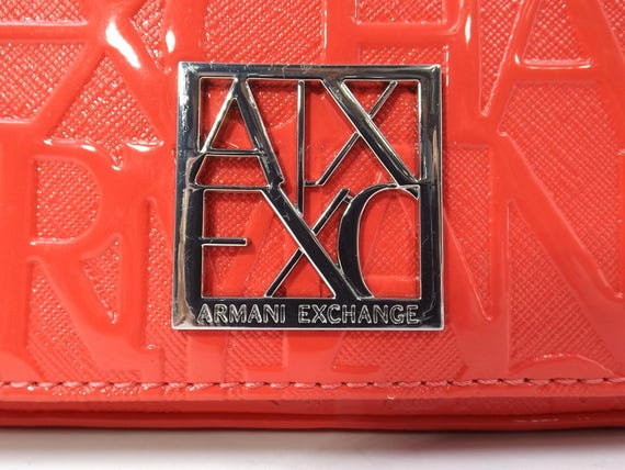 ARMANI EXCHANGE Bold Coral Pink Embossed Crossbody Bag View 3