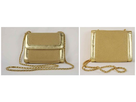 WHITING and DAVIS Gold Metal Mesh Shoulder Bag Cl… - image 2