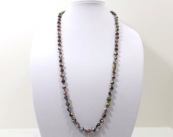 Venetian Millefiori Glass Bead Necklace 34"