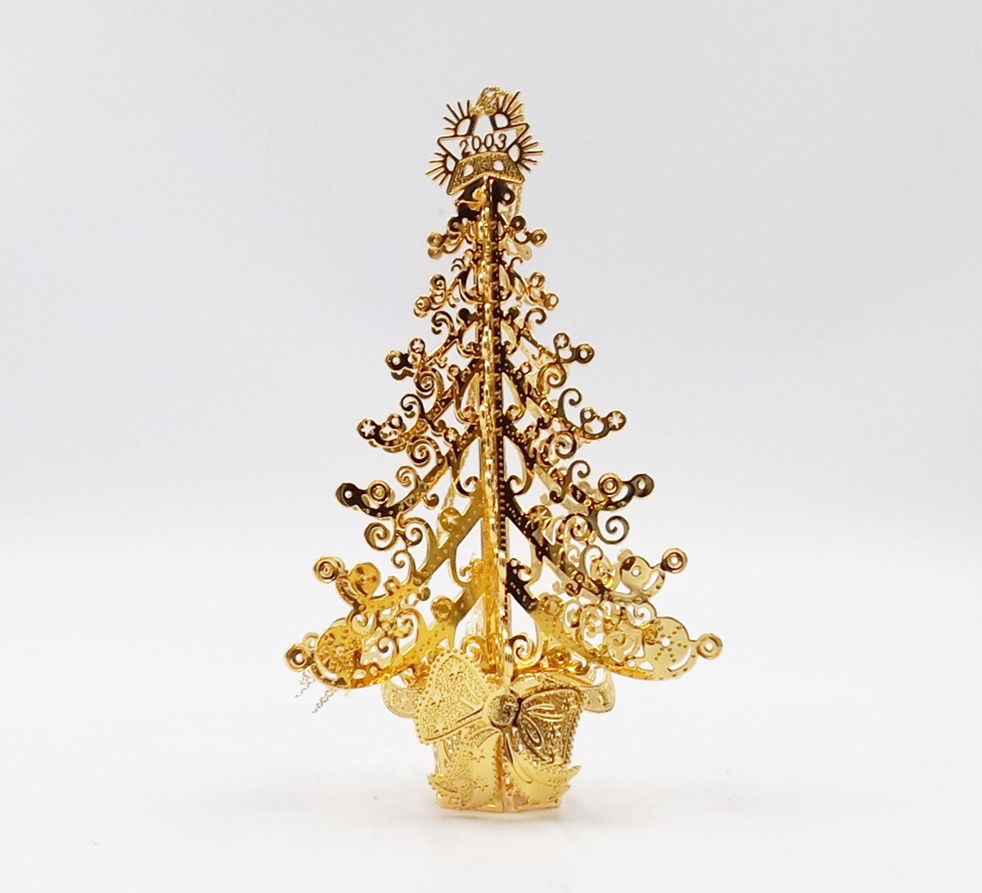 2003 Danbury Mint Gold-plated Christmas Tree Christmas  2003 Santa\'s Arrival Danbury Mint Christmas Ornament Gold Plated Collection main image 0