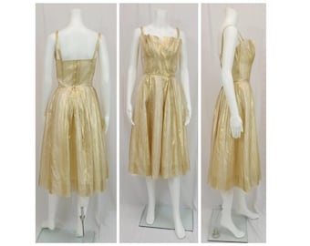 BEAUMELLE Gold Lame Party Dress Size XS 2 4