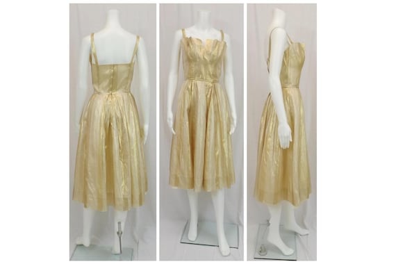 BEAUMELLE Gold Lame Party Dress Size XS 2 4 - image 1