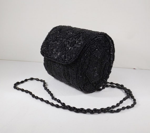Black Beaded Crossbody Bag - image 1
