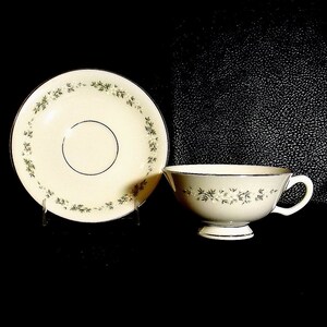 LENOX Cup and Saucer Brookdale Pattern Platinum Trim