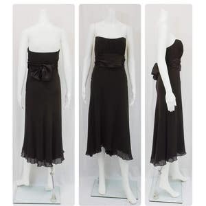 NICOLE MILLER Strapless Silk Chiffon Dress Size 10