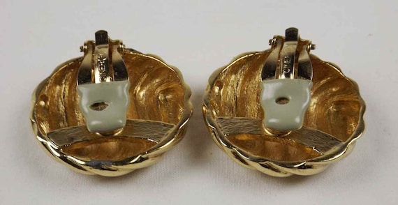 CINER Wavy Gold Tone Button Clip On Earrings - image 5