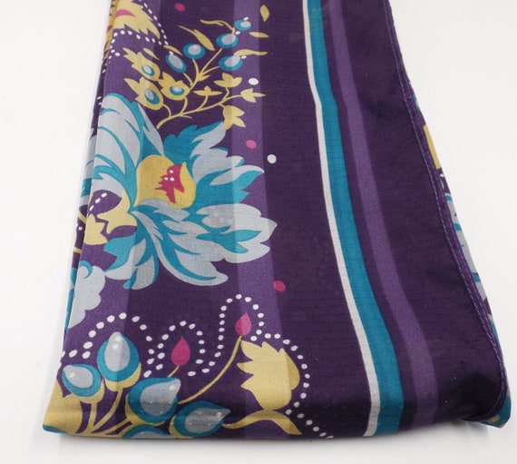 Floral Print Over Purple 30" Square Scarf - image 7