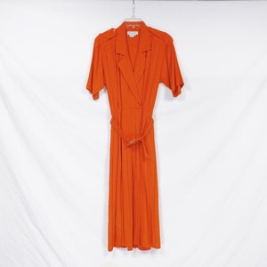 ARGENTI 100% Noil Silk Orange Shirt Dress Size 6 image 1