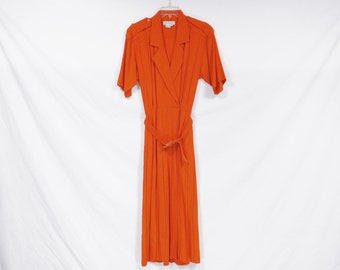 ARGENTI 100% Noil Silk Orange Shirt Dress Size 6