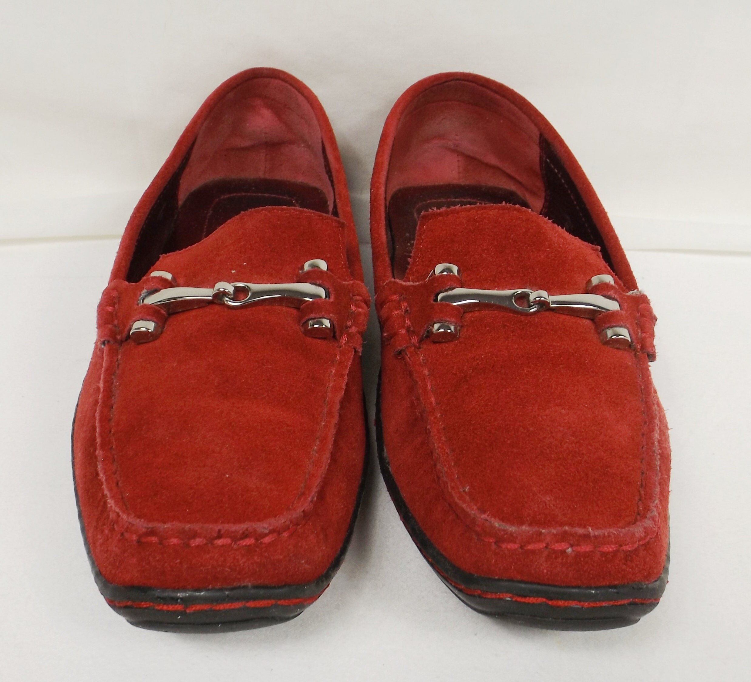 DONALD J. PLINER Red Suede Leather Driving Mocs Loafers U.S. 