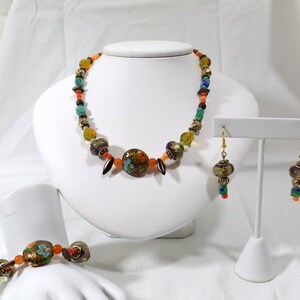 OOAK Handmade Dichroic Lampwork Demi Parure Jewelry Set