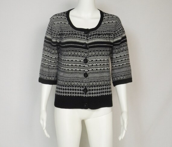 STYLE & CO. Black and White Cardigan U S Size P L Petite Large View 5