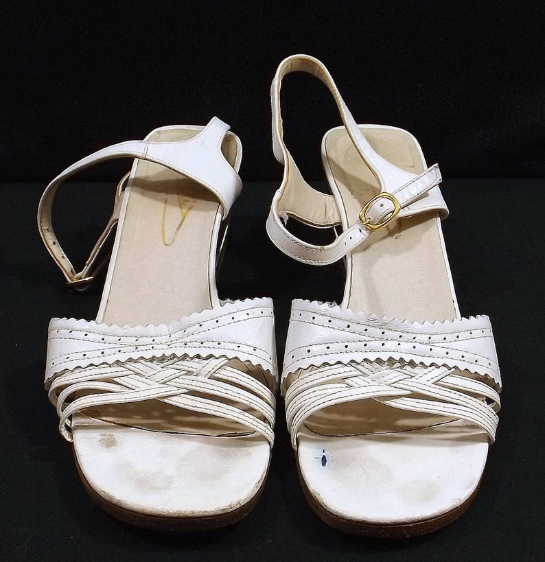 Vaneli Italian White Leather Wedge Sandals Size 6-1/2N 6.5N | Etsy