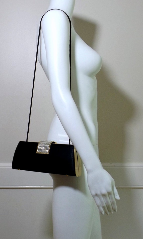 Handbag With Rhinestone & Ruffled Surface & Cross Body Strap
