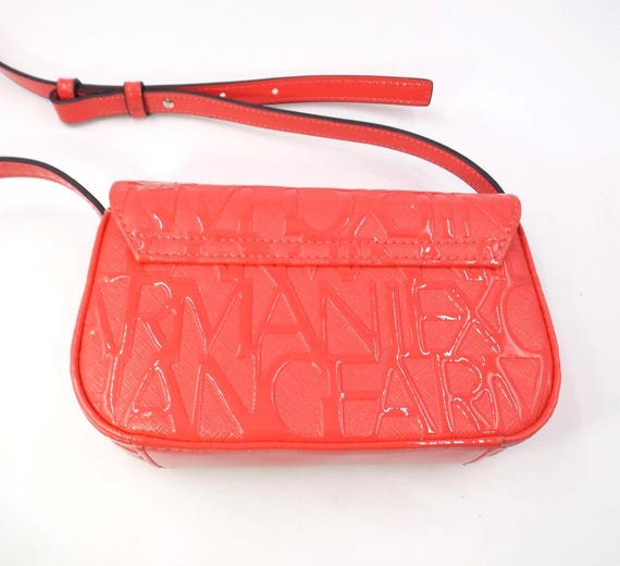 ARMANI EXCHANGE Bold Coral Pink Embossed Crossbody Bag View 4
