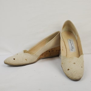EVAN - PICONE Bone Espadrilles with Cork Wedge Heels US Size 8N