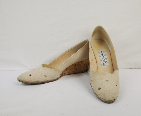 EVAN - PICONE Bone Espadrilles With Cork Wedge Heels US Size  display picture 1