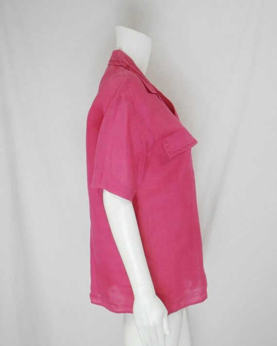 ALLISON TAYLOR Hot Pink 100% Linen Blouse US Size… - image 5