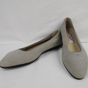 EVAN - PICONE Dove Gray Pigskin Suede Leather Flats US Women&#39;s Size 7M