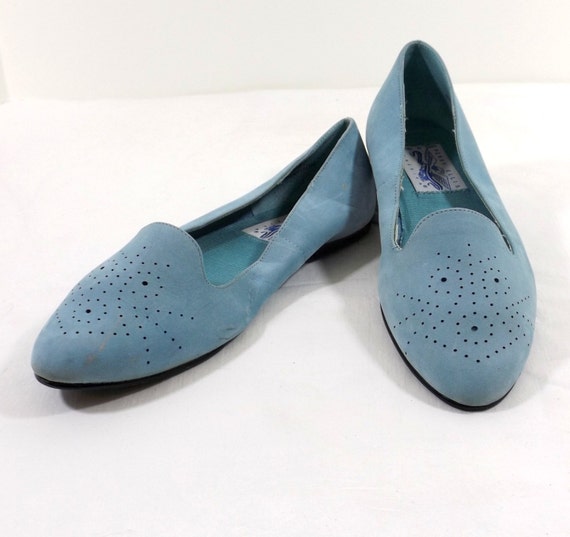 light blue suede flats