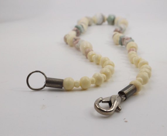 Soft Neutral Bone and Stone Necklace - image 6