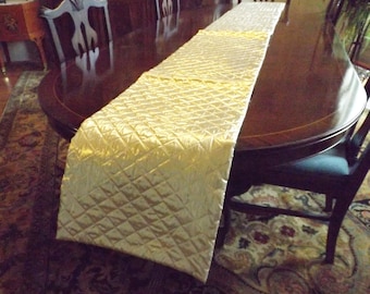 14,5x54" gewatteerde gouden lame omkeerbare tafelloper