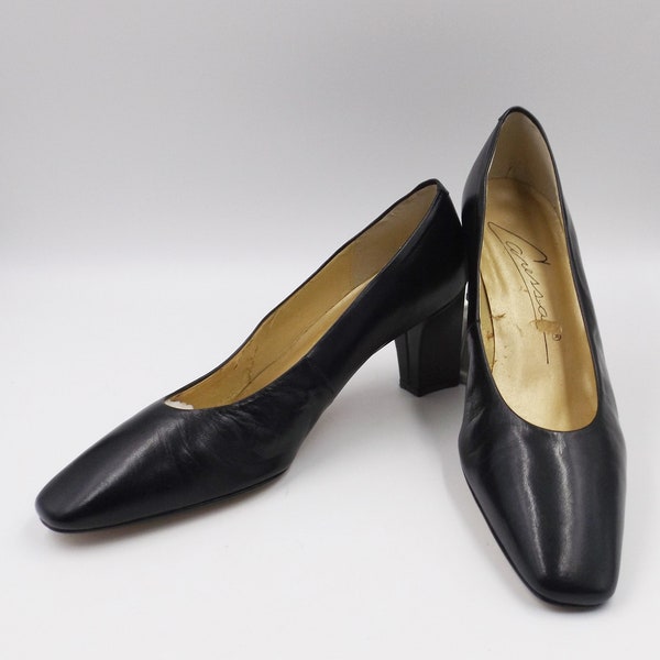 CARESSA Black Leather Pumps US Size 8